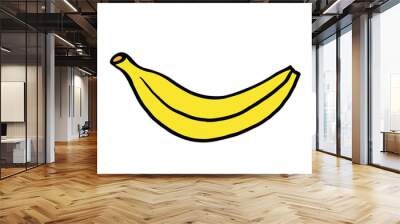 Hand drawn cartoon banana isolated on white background. Cartoon fruit. Vector illustration.  Wall mural