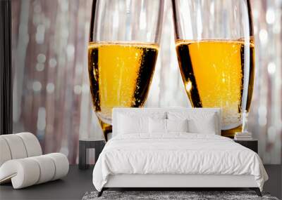 champagne, new year celebration, new year eve toast, two glasses of champange  Wall mural