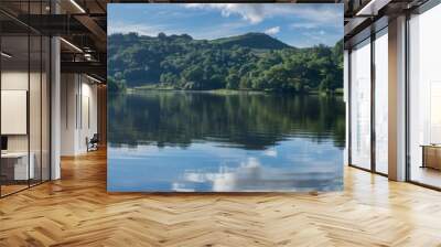 Wide panorama at Rydal Water in the Lake District on a calm summer morning. Wall mural