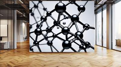 Abstract Black Molecule mode with white background. 3D rendering illustration. Three dimensional model of molecule Wall mural