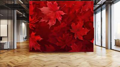 Canada day design end civic day holiday of red maple leaves background with copy space  illustration Wall mural