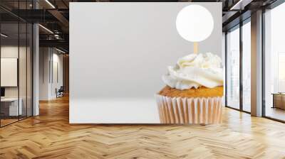 Cupcake with White Icing and Blank Mockup Topper Wall mural