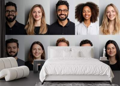 Diverse Professional Team Smiling in Collaborative Headshots Wall mural