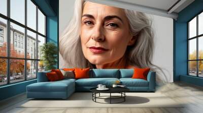 Mature Woman with Healthy Skin and Natural Beauty Wall mural