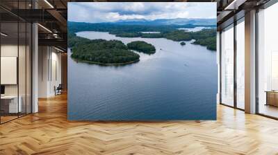 Aerial view of Bukit Batu at Lake Riam Kanan, Banjarbaru, South Kalimantan Wall mural