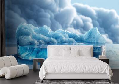 Product Showcase Of Blue Iceberg Podium 3D Background Wall mural