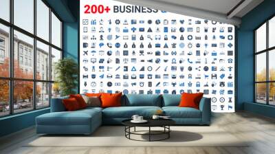 Set business and finance icons set glyph blue. Icons for business, management, finance, strategy, banking, marketing and accounting for mobile concepts and web. Modern pictogram Wall mural