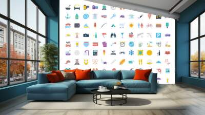 Vacation and travel icons Wall mural