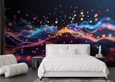 Abstract background with interweaving waves, created by ai generated Wall mural