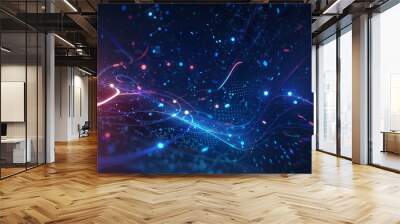 abstract technology particles mesh background, created by ai generated Wall mural