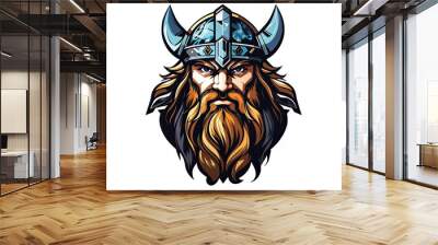 viking head in transparant background, created by ai generated Wall mural