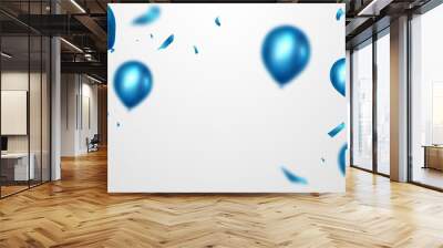 Celebrate with beautiful blue confetti and balloons. Wall mural