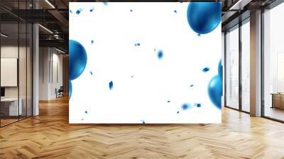 Celebration background with blue balloons with confetti arranged in an elegant way. vector illustration for festive decoration, festival, birthday party Wall mural