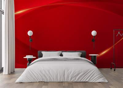 red abstract background with golden line elements modern design vector illustration Wall mural