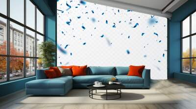 The blue ribbon and confetti can be separated from a transparent background for decorating various festivals. Wall mural