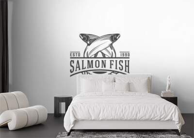 salmon fish logo template vector, icon in white background Wall mural