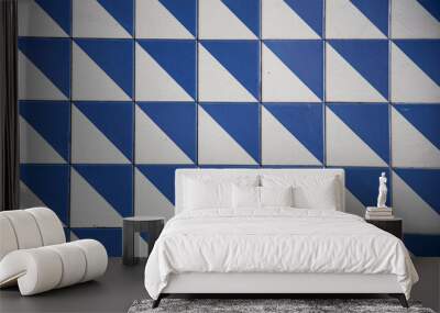 a blue and white tile wall Wall mural