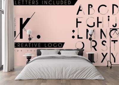 Minimal creative logo initial monogram letter design template Wall mural