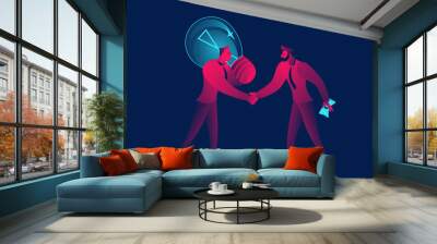 Sell idea, investments business concept in red blue neon gradients Wall mural