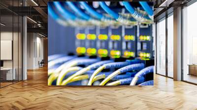 Network switch and ethernet cables,Data Center Concept. Wall mural