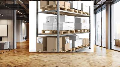 Enhance your inventory management effective stock tracking with organized warehouse shelves Wall mural