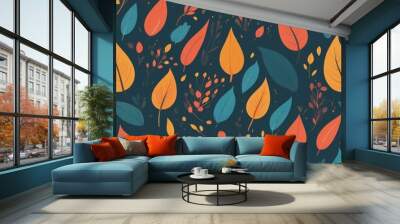 seamless pattern with leaves Wall mural