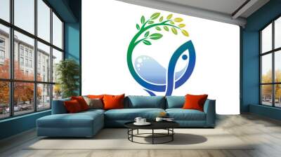 aquascape logo with tree concept Wall mural