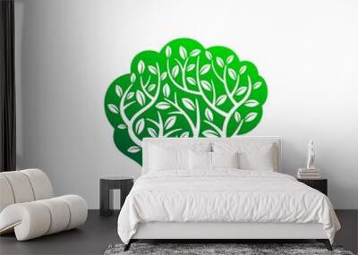 green tree logo with brain concept Wall mural