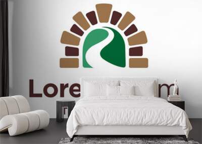 landscaping logo with brick paving concept Wall mural