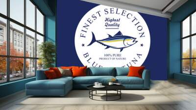 Tuna badge logo, bluefin tuna badge logo Wall mural