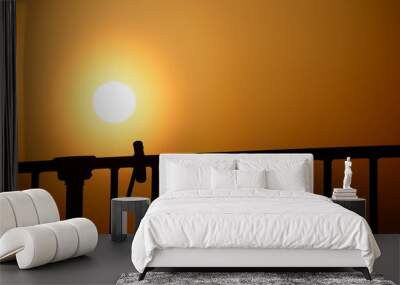 sunset and metal frame  Wall mural