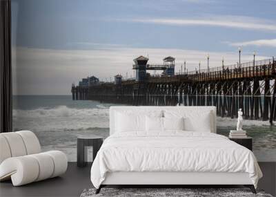 the iconic pier at the beautiful beach of Oceanside in summer, california Wall mural