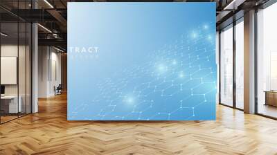 white blue hexagon technology background,abstract connention science technology background,innovation medical technology Wall mural