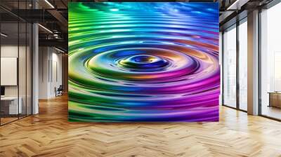 Colorful water ripple pattern with vibrant shades of blue, green, and purple, water, ripple, colorful, pattern, background Wall mural