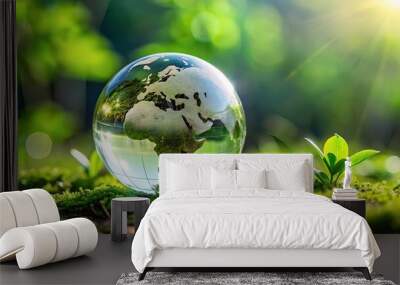 Glass earth globe symbolizing global environmental sustainability and ecology Wall mural