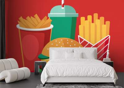 a-burger--fries--and-soda-combo-meal Wall mural