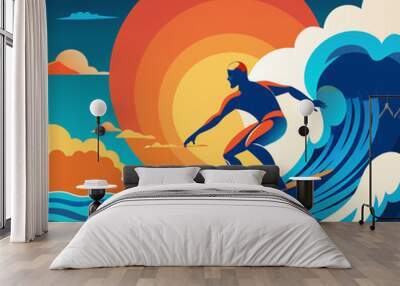 surfer in the sea Wall mural