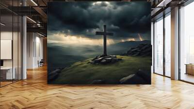 cross on the hill Wall mural