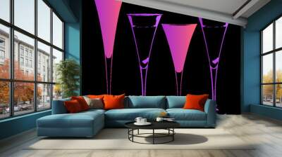 cocktail glasses graphic design vector art Wall mural