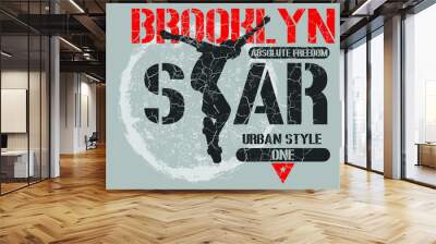 Skateboard Star embroidery graphic design vector art Wall mural