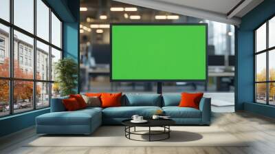 Computer Monitors with Green Screen – Digital Workspace for Video Editing and Graphics Wall mural