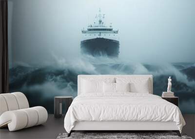 Ship Navigating Through a Stormy Sea – Dramatic Maritime Adventure and Weather Challenges Wall mural