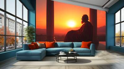 Stoic Statue Sculpture with Inspirational Background, Timeless Art and Motivational Concept Wall mural