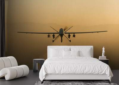 Unmanned Combat Aerial Vehicle (Drone) in Flight | Advanced Technology in Modern Warfare Wall mural