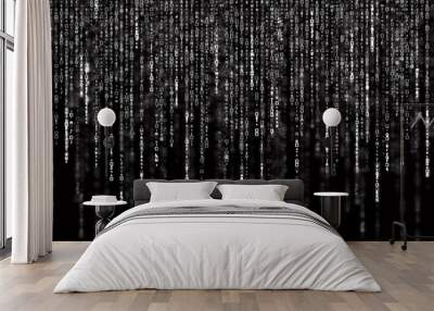 Digital Abstract background, black and white matrix Wall mural