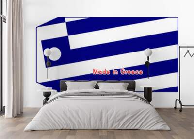 Greece flag on price tag with word Made in Greece isolated on wh Wall mural