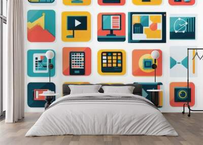 Colorful App Icons Set   Mobile App Design  Web Design  Software Development Wall mural