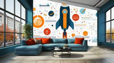 Rocket Launch  Abstract Business Concept Wall mural