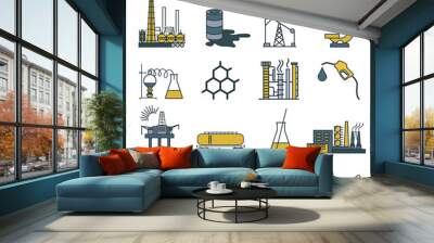 Chemical industry icon set. Colour version design Wall mural