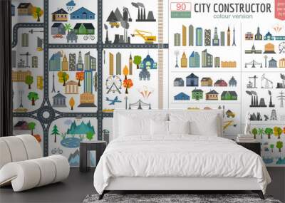 city map generator. city map example. elements for creating your Wall mural